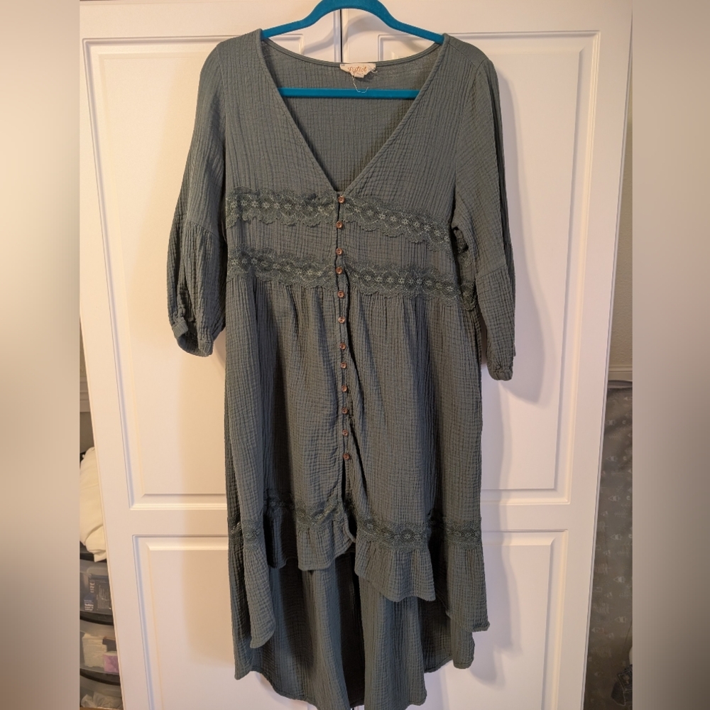 Listicle Dark Green High Low Dress